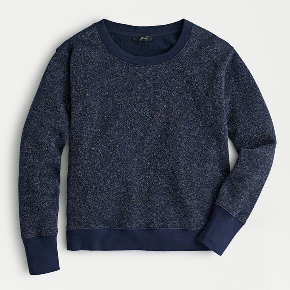 J. Crew Metallic pullover sweatshirt Navy Lurex Small - Picture 1 of 6